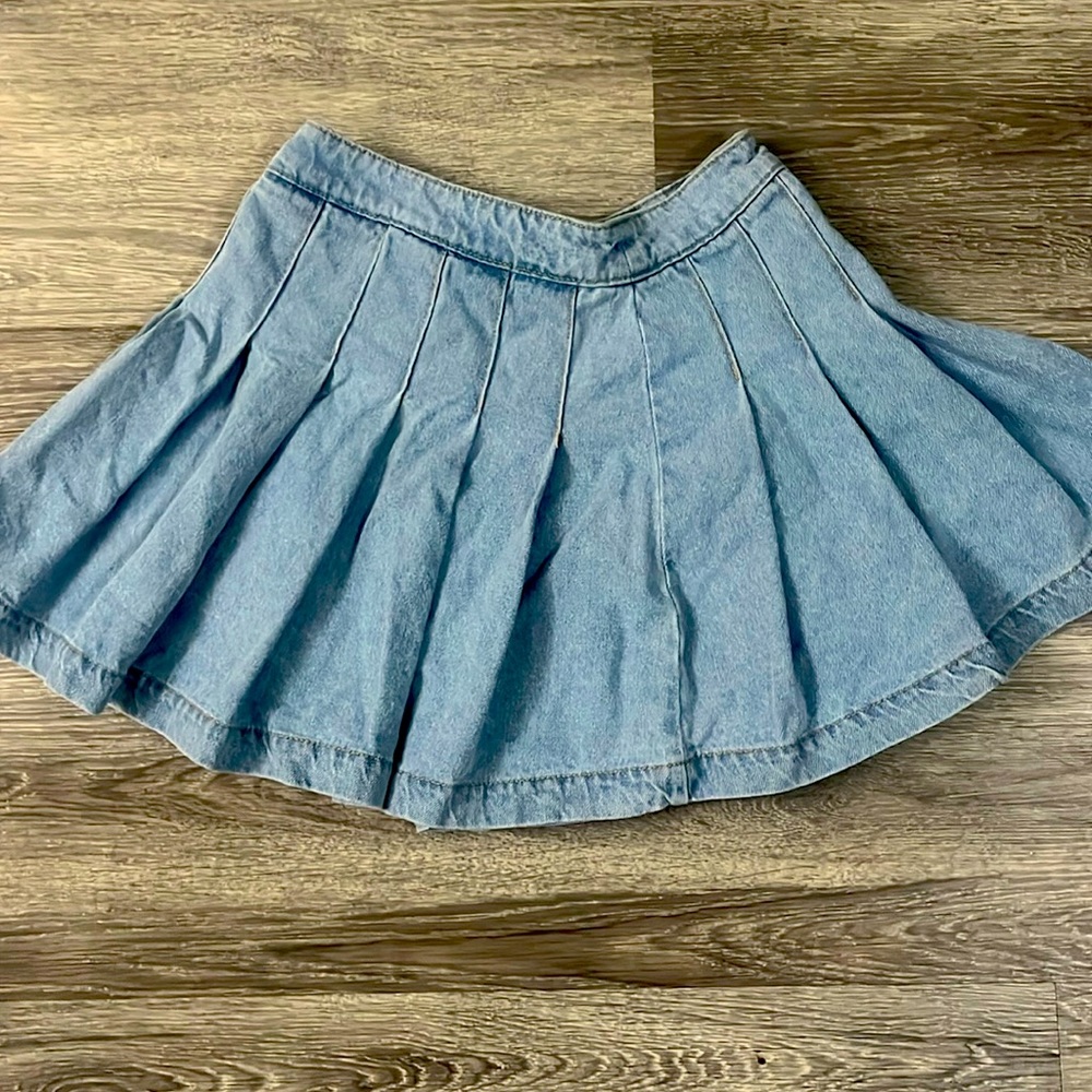 pleaded jean skirt